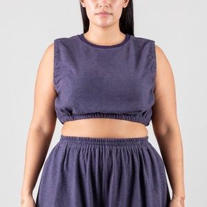 Toit Volant Ruched Curve Purple Crop Tank Top